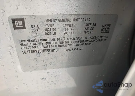 2017 Chevrolet Malibu Ls from USA, damaged, VIN 1G1ZB5ST8HF281813